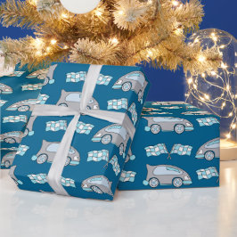 Tävla Flagga Blue Kids Mönster Presentpapper