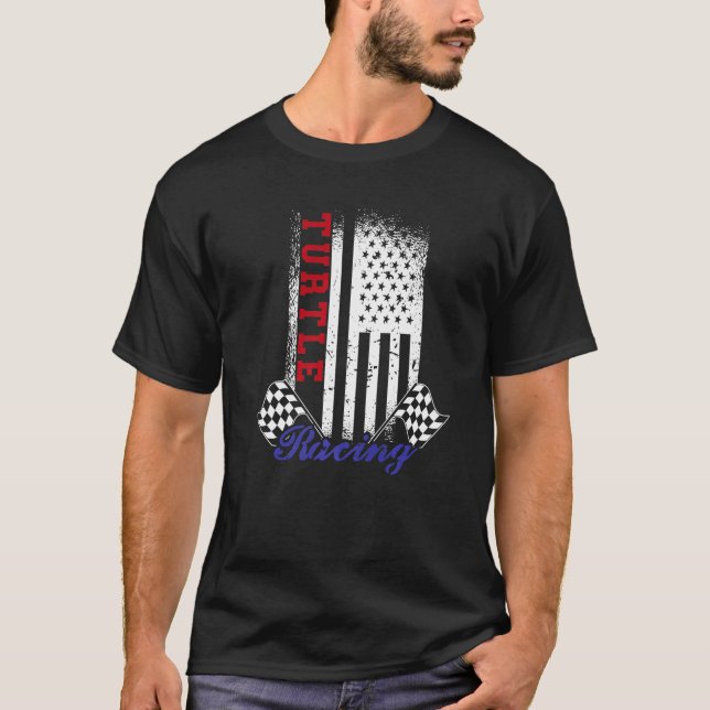 Tävla Flagga Design för amerikanska Flagga Turtle  T Shirt (Framsida)