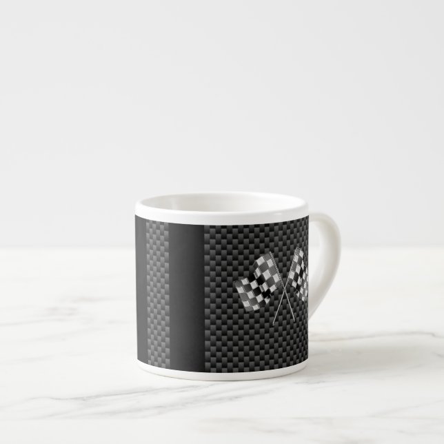 Tävla Flaggor om Rand kolfiberliknande Stil Espressomugg (Framsida höger)