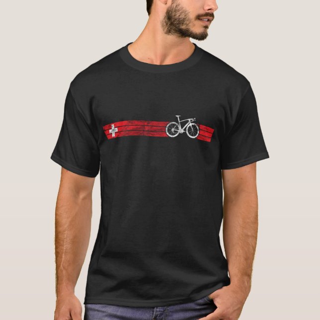 Tävla för cykel för CH för cyklistflaggaSchweitz T Shirt (Framsida)