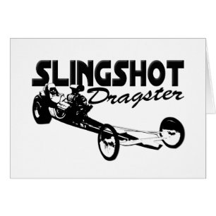 tävla för friktion för slingshotdragstervintage hälsningskort