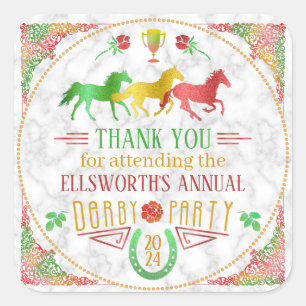 Tävla för häst, Party-dag, färglös Tack Fyrkantigt Klistermärke