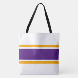 Tävla för Royal Lila Gult  Rand på vitt Tygkasse