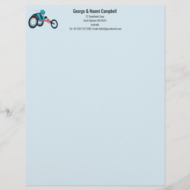 Tävla för rullstol brevhuvud (Framsida)