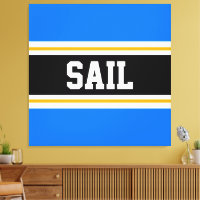 TÄVLA för SAIL Bright Blue Black White Gult Rand