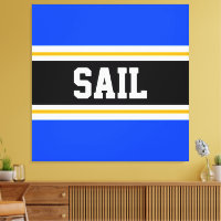 TÄVLA för SAIL Bright Blue Black White Gult Rand