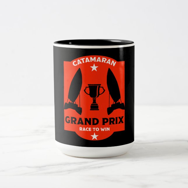 Tävla för sjöbåtar med katamaran Hydrofoil Två-Tonad Mugg (Center)