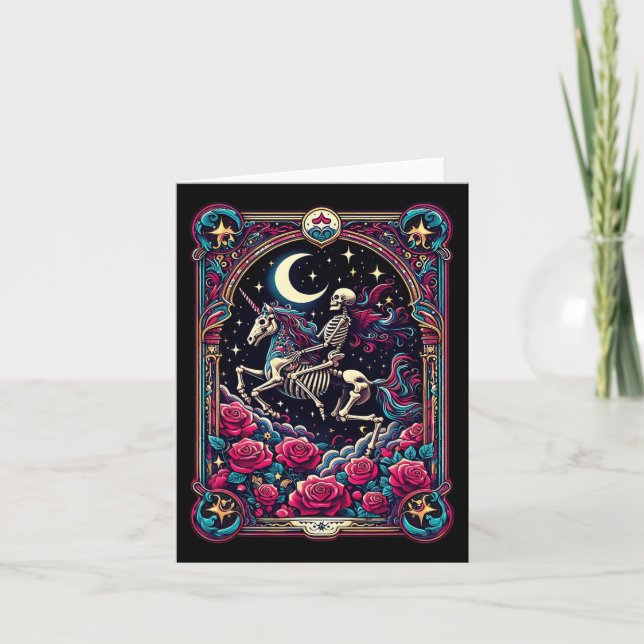 Tavla för Tarotkort Skelett Färgglad Blommig Enhör Kort (Framsida)