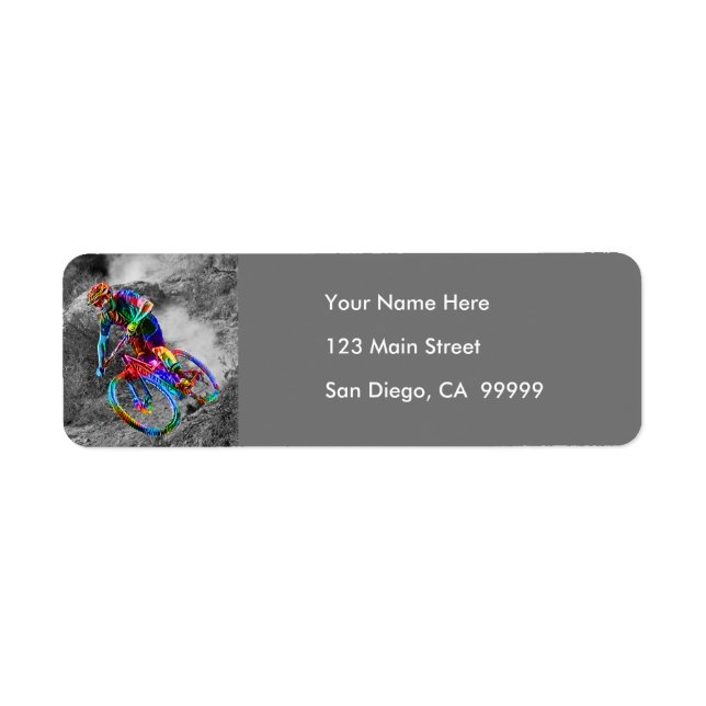 Tävla för teknisk Biker Ned ett spår Returadress Etikett (Framsidan)