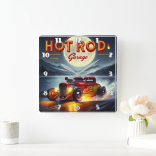 Tävla genom ett månbelyst landskap i hot rod fyrkantig klocka
