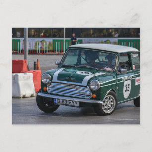 Tävla Grönt Classic Mini Cooper-vykort Vykort