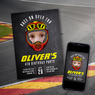 Tävla Helmet Photo Födelsedagsfest Inbjudningar