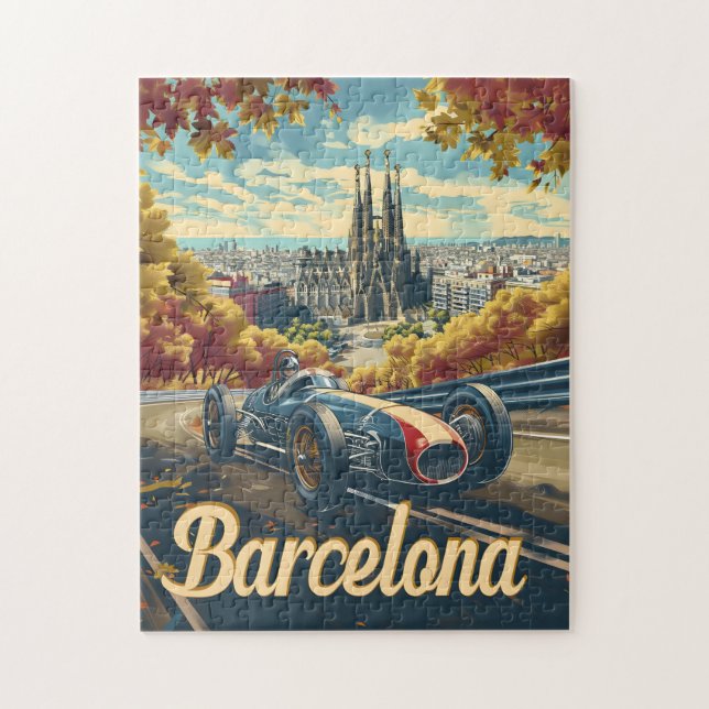 Tävla i Barcelona vintage Pussel (Vertikal)