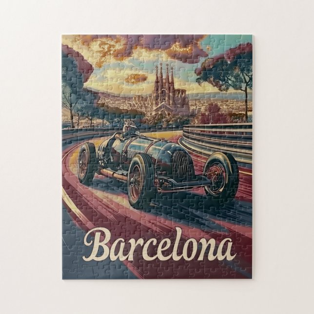 Tävla i Barcelona vintage Pussel (Vertikal)