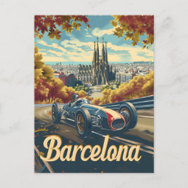 Tävla i Barcelona vintage Vykort