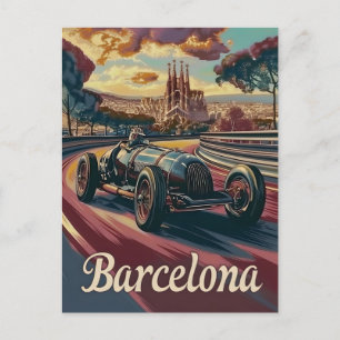 Tävla i Barcelona vintage Vykort