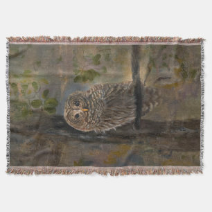 Tavla med bandad uggla 36 x 71 cm filt