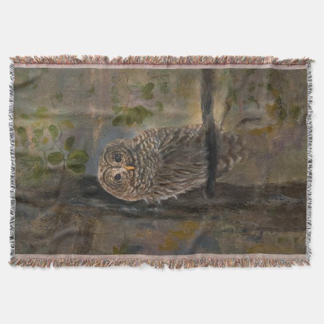 Tavla med bandad uggla 36 x 71 cm filt (Framsidan)