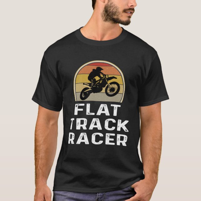 Tävla med fast spårvagn (Flat Track Racer Retro) T Shirt (Framsida)