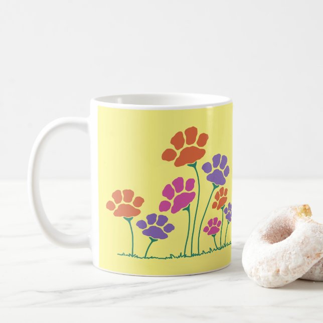 Tavla med fotavtryck och blommor kaffemugg (Med munk)