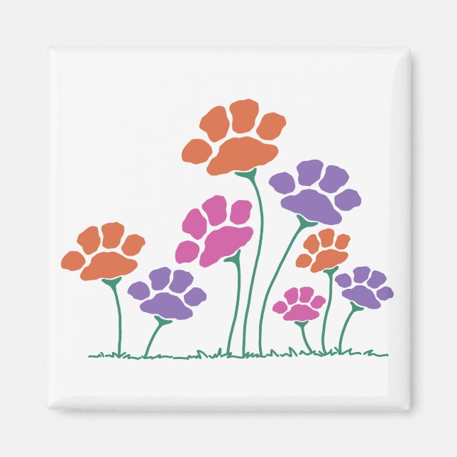 Tavla med fotavtryck och blommor magnet (Framsidan)