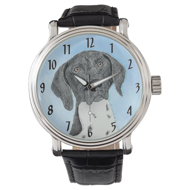Tavla med tysk korthårig pointer - Hundkonst Armbandsur (Framsida)