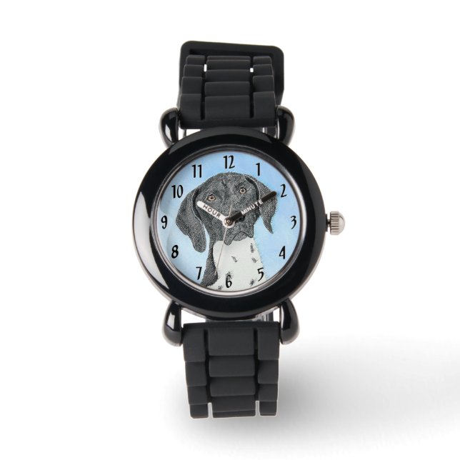 Tavla med tysk korthårig pointer - Hundkonst Armbandsur (Framsida)