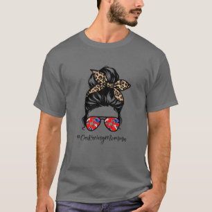 Tävla Momma Messy Hair Bun Leopard Women Moth T Shirt