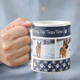 Tavla mönster Navyblå 4 Hund Foto Kaffemugg