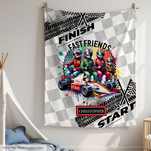 Tävla på födelsedagen för den okända Blanket Forme Fleecefilt (Adorable Blanket Formula 1 Boy Racing Birthday)