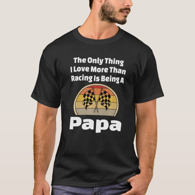 Tävla Pappa Racer Grandpa Checkered Flagga Dirt Tr T Shirt (Framsida)