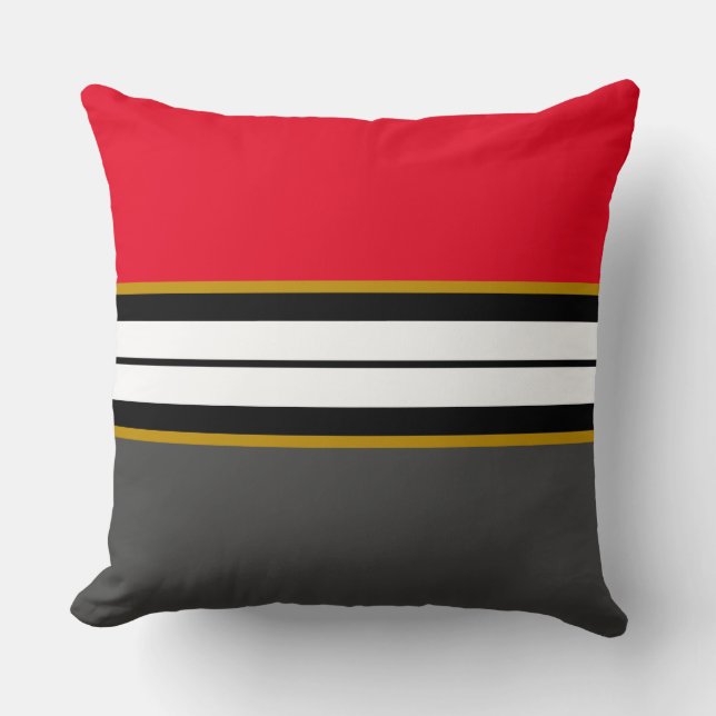 Tävla Rand med svart Grått, röd, vit Kudde (Framsida)