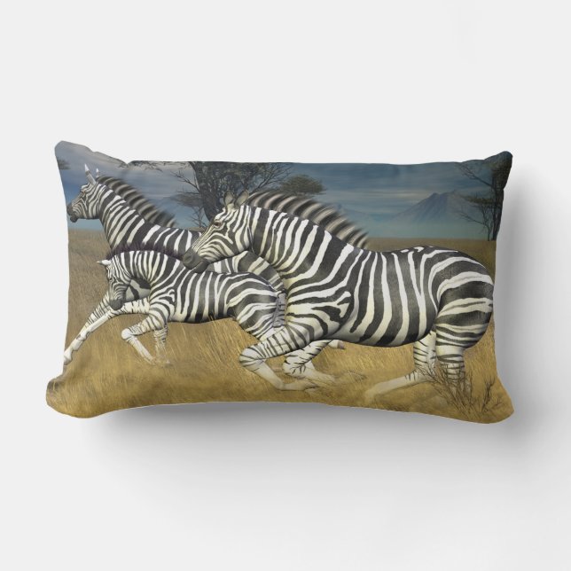 Tävla Rand - Running Zebra Lumbar Pillow Lumbarkudde (Framsida)