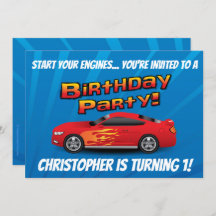 Tävla Red Tävling Car Flames Boy's Födelsedagsfest