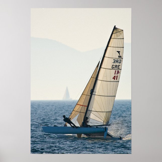 Tävla Sailboat-Poster Poster (Framsidan)