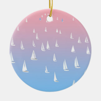 Tävla segelbåtar på öppet hav julgransprydnad keramik