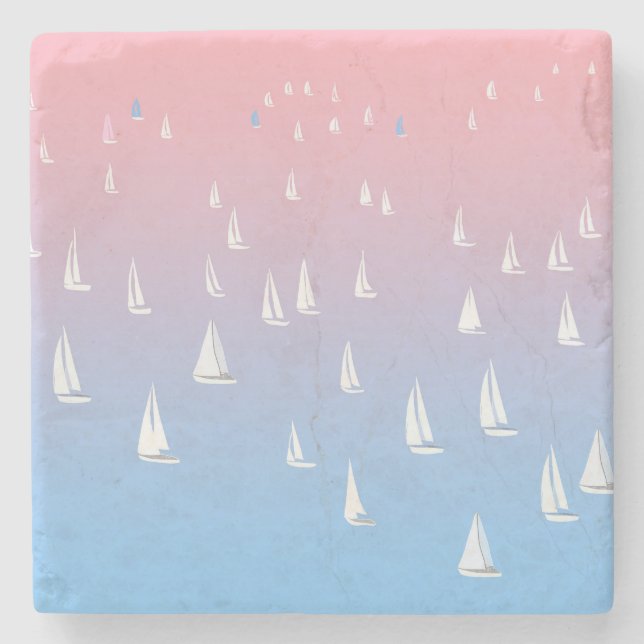 Tävla segelbåtar på öppet hav stenunderlägg (Framsidan)