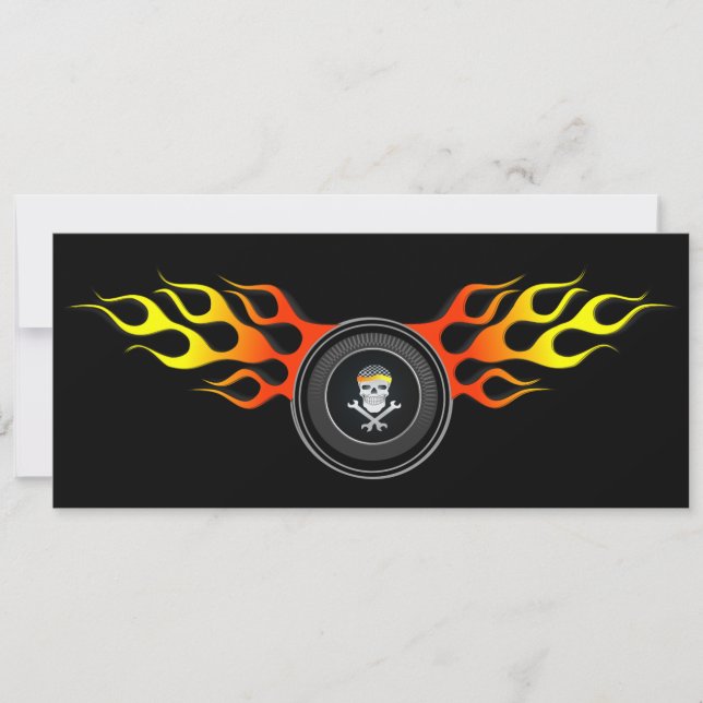 Tävla Skull i flamhjul Inbjudningar (Framsida)