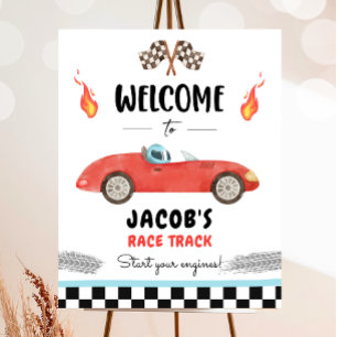 Tävla Tävling Car Two Fast Nyfiken Boy Welcome Pos Poster
