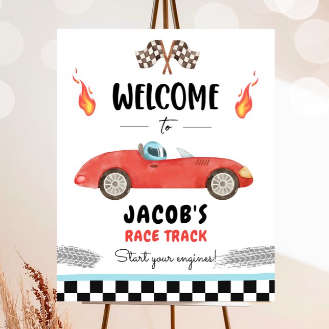 Tävla Tävling Car Two Fast Nyfiken Boy Welcome Pos Poster (Skapare uppladdad)