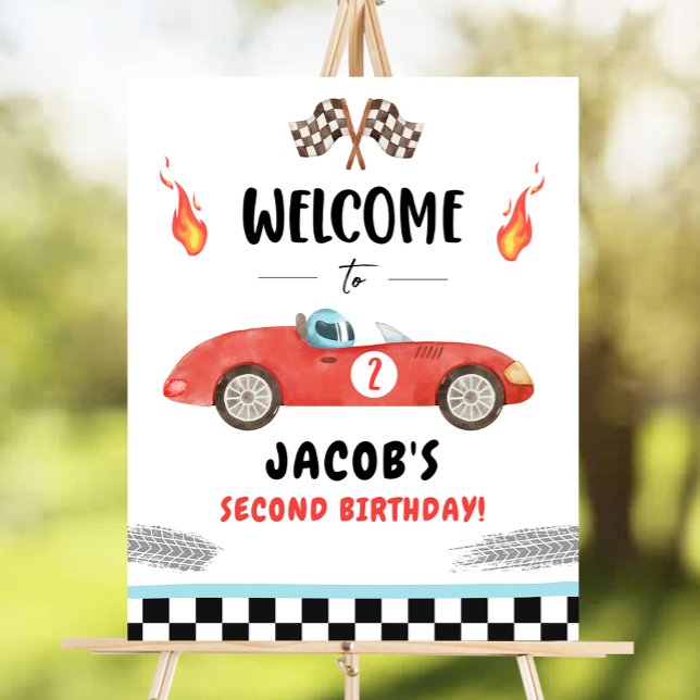 Tävla Tävling Car Two Fast Nyfiken Boy Welcome Pos Poster (Skapare uppladdad)