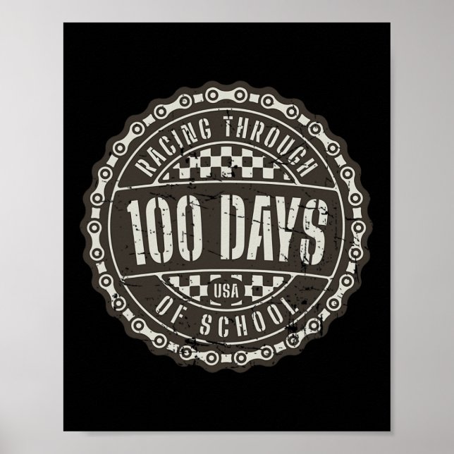 Tävla till och med 100 dagar i skolan - motorcykel poster (Framsidan)