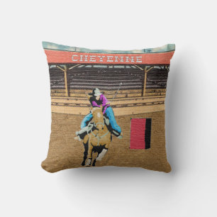 Tävlan Cheyenne Rodeo Cowgirl Barrel Kudde