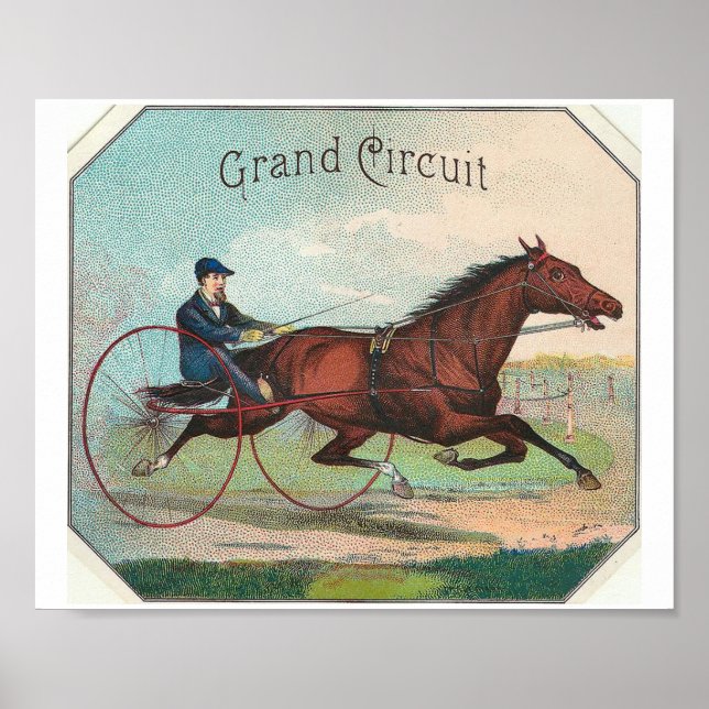 Tävlan Grand Circuit Vintage Horse Poster (Framsidan)