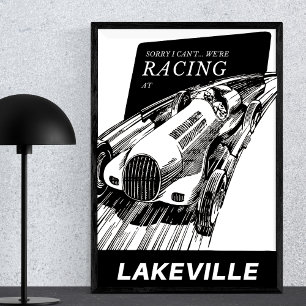 Tävlan Lakeville Connecticut Retro Motorsport Poster