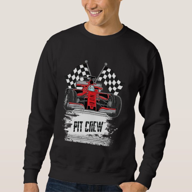 Tävlan Party Pit Crew Car Tävla, kontrollerad F Lång Ärmad Tröja (Framsida)