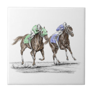 Tävlan Thoroughborn Horses Kakelplatta