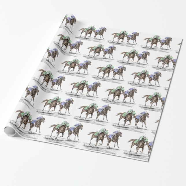 Tävlan Thoroughborn Horses Presentpapper (Utrullad)
