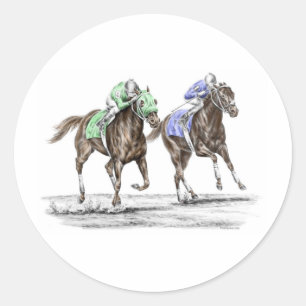 Tävlan Thoroughborn Horses Runt Klistermärke