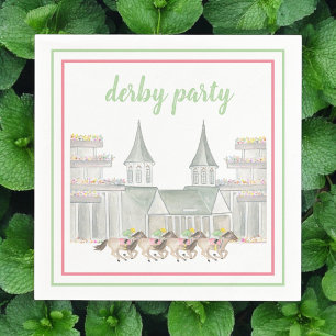 Tävlan Watercolor Derby Party Script Horse Pappersservett